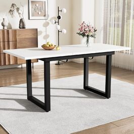 Розсувний обідній стіл Merax, 140/180x80x75 см, білий, металеві ніжки