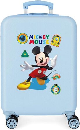 Валіза Disney Mickey All Smile Blue, 38 x 55 x 20 см, жорстка ABS, бічний кодовий замок, 35 л, 2 кг, 4 подвійні колеса, ручна поклажа