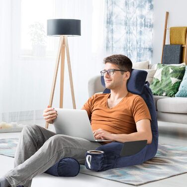 Подушка для читання Clara Clark з підтримуючим спиною, велика, з піною з пам'яті, блакитна