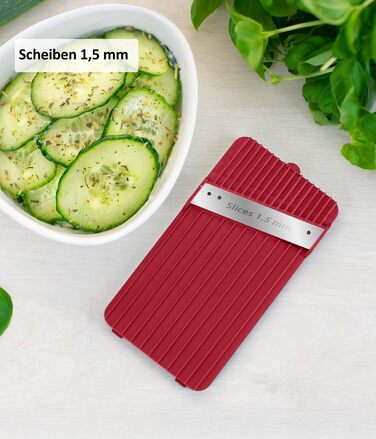 Nicer Dicer Mandoline 12-ти частинний набір для нарізки овочів: слайсер, шматовиця, для гурки, кухонний слайсер, слайсер для джиран, для нарізки соломкою, преміум-якість, турквіз/зелений (червоно-сірий)