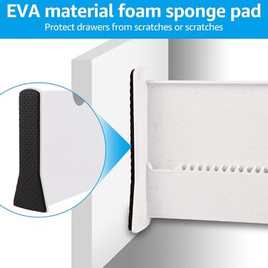 Органайзери для шухляд GBCHOOSE (4 шт.) - регульовані роздільники для шухляд 33-55 см, пластикові, 12,5 см, для кухні, комода, ванної кімнати, спальні (білі)