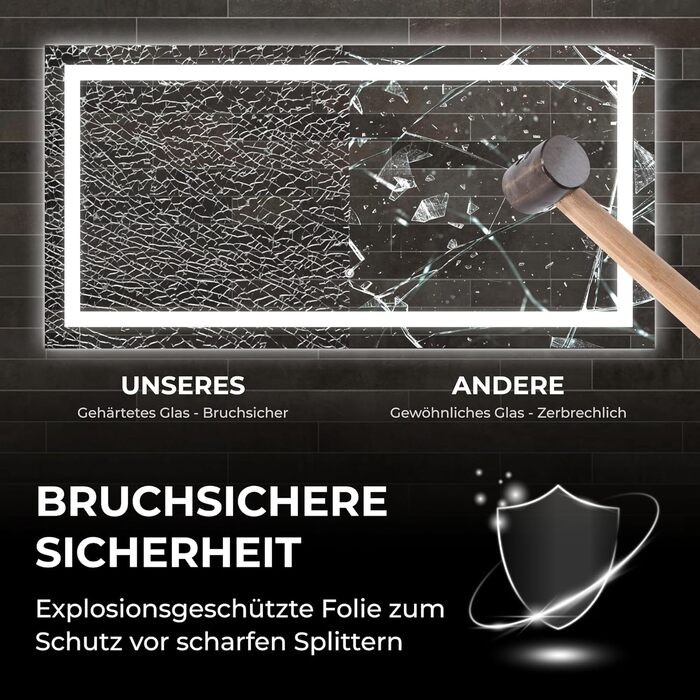 Дзеркало для ванної кімнати BR Bringer LED з підсвічуванням 60x80 см, антизапарник, диммування, 3 кольори світла, сенсорне управління, модель BRS102