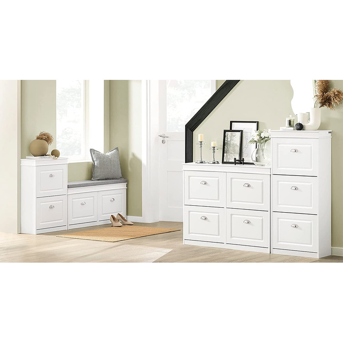 Полка для взуття SoBuy з сидінням, білий, 104x52x24 см, FSR64-W