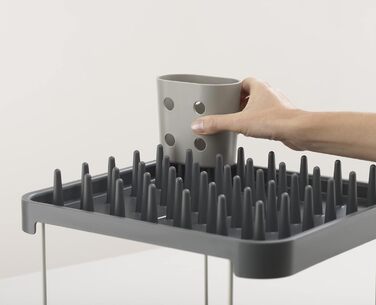 Сушарка для посуду Joseph Joseph Duo 2-ярусна, сіра з контейнером для столових приладів та зливом