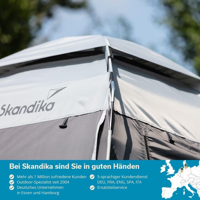 Душовий та кемпінговий намет-роздягальня Skandika: висота 230 см, світловідбиваюче покриття, непрозорий, з підлогою та вікнами