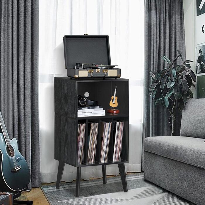 Стійка для програвача вінілу на 160 платівок, органайзер для вінілових платівок, ретро стиль, білий (чорний)