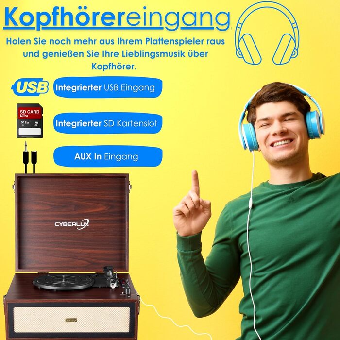 Ретро вініловий програвач із підставкою, Bluetooth, FM-радіо, USB, динамік Full Range, AUX, MicroSD, портативний програвач платівок у валізі на ніжках