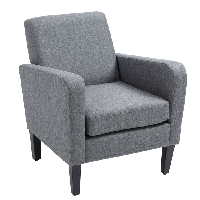 Крісло одномісне HOMCOM Recliner з м'якою оббивкою, дерев'яні ніжки, лляна тканина, світло-сірий, 66x72x74см| Аосом