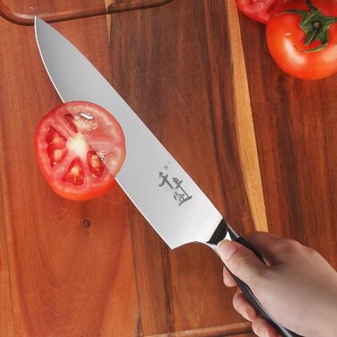 Саторі Дамаска 18 см - професійний кухонний ніж з дерев'яною ручкою, високовуглецева сталь VG10, преміум якість