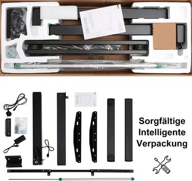 Електричний регульований стіл Flamaker з телескопічною основою (чорний) з пам'яттю