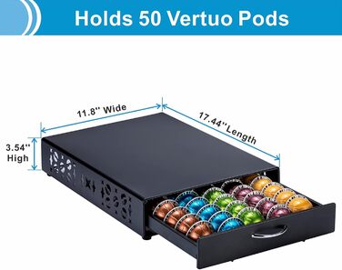 Тримач для капсул Vertuo Rice Rat – 50 капсул, чорний, скляний, для Nespresso Vertuo