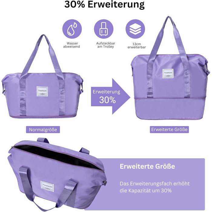 Набір валіз Travelhouse Ascona 5-ти частинний (75/65/55 см) з TSA-замком, Spinner-колесами, сумка та аксесуарний мішечок, ABS+PC, темно-зелений (фіолетовий/ліловий)