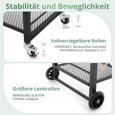 Гриль-візок LUE BONA: складаний, з 2 полицями, з нержавіючої сталі, чорний. Для дачі, кемпінгу, відпочинку на природі.