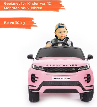 Дитячий електромобіль Range Rover Evoque, ліцензійний, 12V, MP4, шкіряне сидіння, рожевий