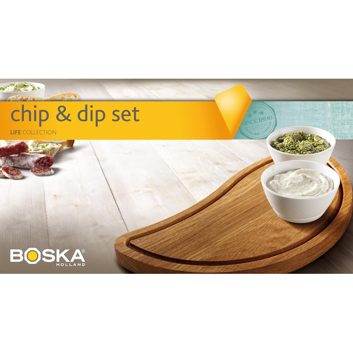 Сервірувальний набір BOSKA Chip & Dip, білий/коричневий, 32x17x16см