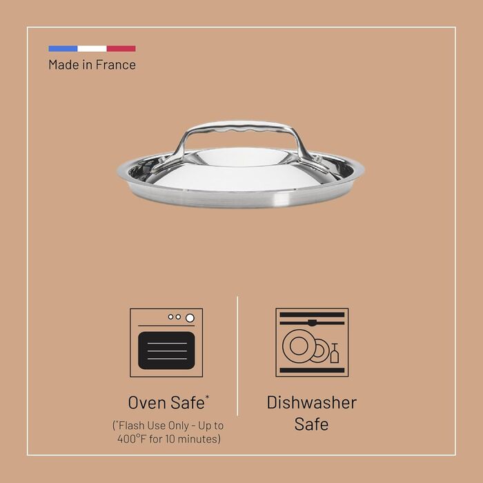 Кришка з нержавіючої сталі De Buyer з чавунною ручкою, діаметр 16 см, срібляста (3709.16N)