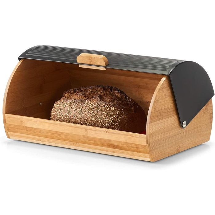Хлібниця Celler 25365, Бамбукова / металева, чорний, розміром близько 39 x 27 x 19 см, для зберігання хліба, модна чорна Хлібниця, предмети першої необхідності