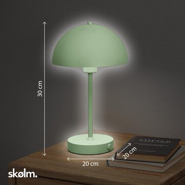 LED настільна лампа Skølm Aeriala: регульоване світло, USB-C зарядка, до 10 годин роботи, металева, тепле біле світло, енергоефективність G (м'ятно-зелена)