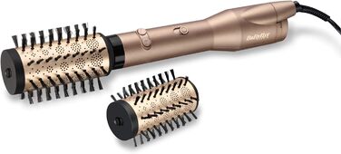 Велика щітка для волосся з подвійним обертовим теплим повітрям, з іонною технологією, 2 насадки, шампанське, 33,2 x 6 x 6 см, AS952E (комплект із салонною однокроковою щіткою)