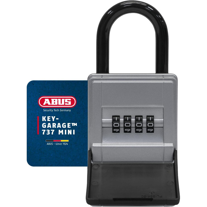 Сейф для ключів ABUS KeyGarage 797 LED - з підвісним замком, підсвічуванням, для ключів та дрібних цінностей, чорно-срібний (міні)