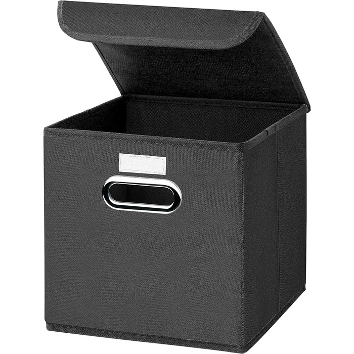 Кошик для зберігання Чорна складна коробка 25 x 25 x 25 см Кошик для полиць складний, з кришкою, 4 шт.