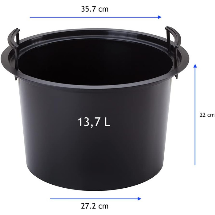 Горщик для квітів MELTOM Blumenkübel, XXL-58см, антрацит, знімний вкладиш, горизонтальні смуги