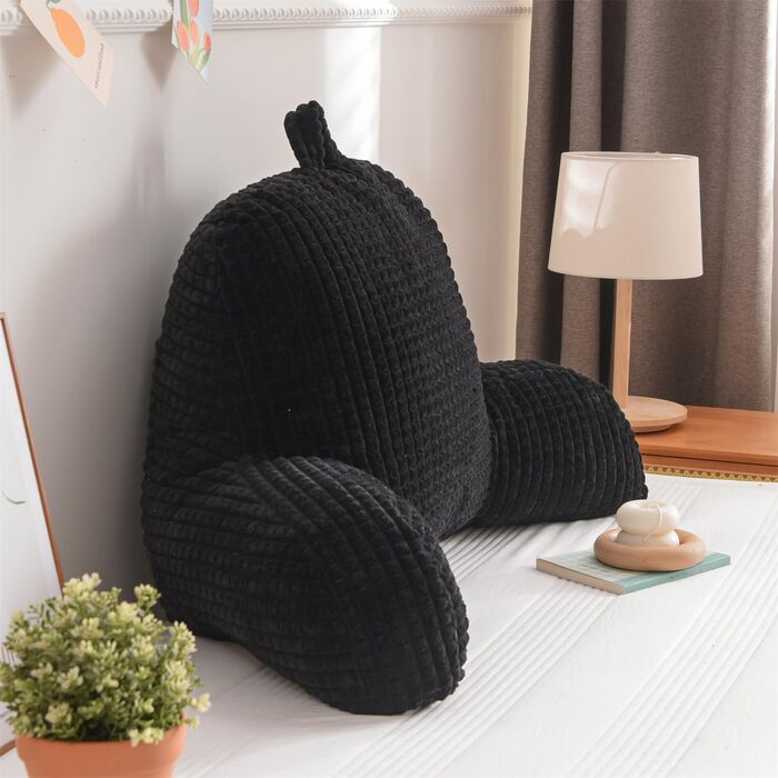 Крісло-мішок Holawakaka для дорослих з підлокітниками та спинкою, чорний, великий - для читання, відпочинку та роботи за ноутбуком