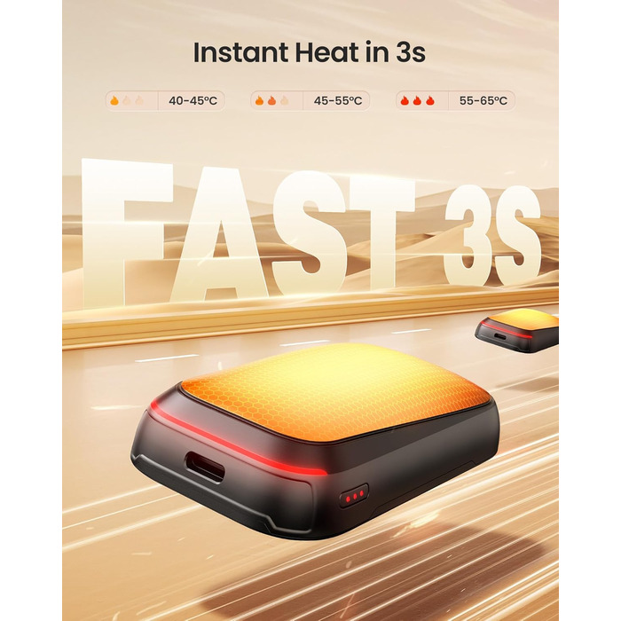 Електричні грілки для рук Gaiatop 2 шт. з магнітом, 4000mAh, USB, багаторазові, швидкий нагрів за 3 секунди, 3 режими, компактні, ідеальні для подарунків чоловікам та жінкам, чорні