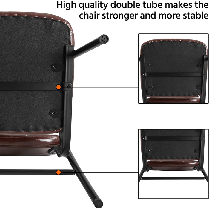 Крісла для вітальні Yaheetech - 4 шт. з підлокітниками та спинкою, штучна шкіра, коричневі, 58x60x85 см