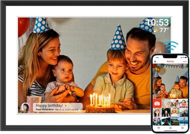 Цифровий фоторамка FRAMEO з Wi-Fi, 32GB, 10.1 дюйма, сенсорний екран, автоповорот, датчик руху, Frameo App для обміну фото з будь-якого місця