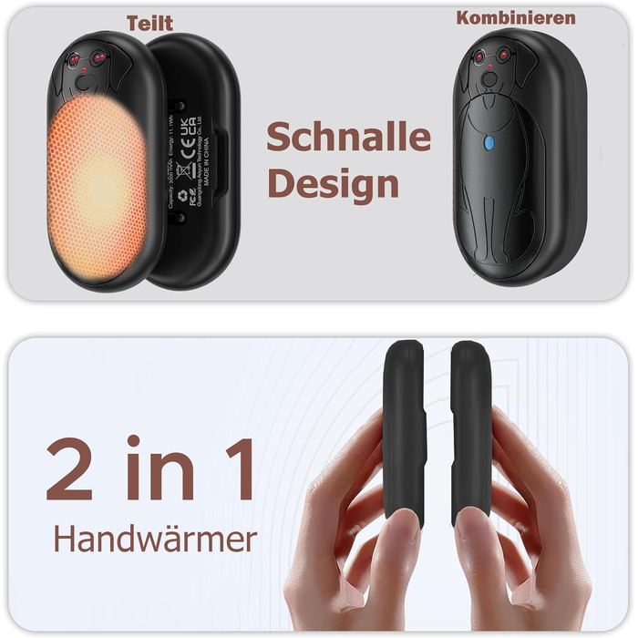 Електричні грілки для рук COTOP, 6000mAh, 2 шт. USB-C, 3 режими нагріву, для жінок, чоловіків, дітей, для катання на лижах, піших прогулянок, зелений (чорний)