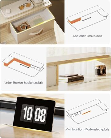 Електричний стіл OffiGo з регулюванням висоти, 120x60 см, з ящиком та USB, ергономічний, для комп'ютера, кленова поверхня
