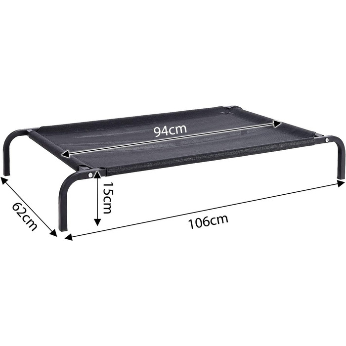 Лежак для собак lionto відкритий піднятий лежак для собак лежак для домашніх тварин, ((М) 106x62 см, чорний)