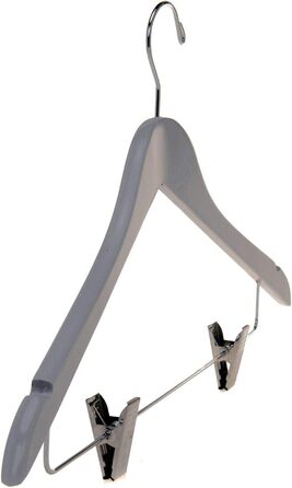 Дерев'яні вішалки для одягу з кліпсами, міцне дерево, вішалка для штанів, регульовані металеві кліпси, поворотний гачок, для пальто, жакети, блузи, костюми (сірий, 20 шт.)