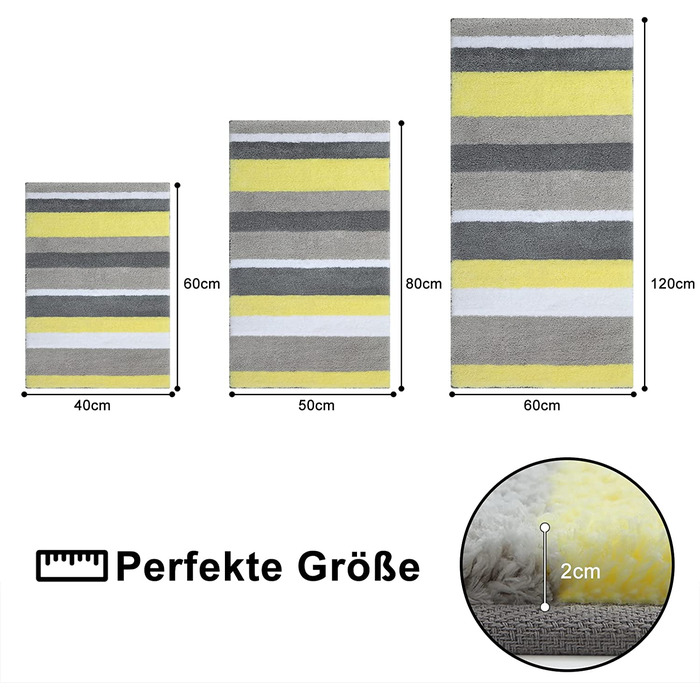 Набір килимків для ванної кімнати Homaxy (2 шт.) з мікрофібри, швидковисихаючі, м'які, з високим ворсом, 40x60 см + 50x80 см, зелено-сірий