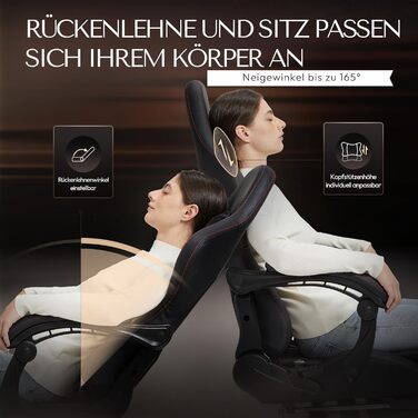 Ігровий крісло Dowinx з регульованою підніжкою, масажним поперековим валиком та офісним комфортом, до 200 кг, кут нахилу спинки 165°, чорний