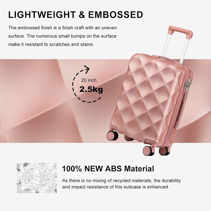 Набір валіз Sea Choice Hardschalen Trolley: 5шт (55/65/76 см), TSA-замок, рожеве золото