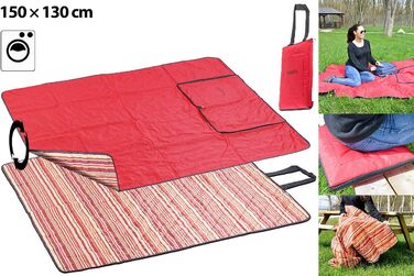 Багатофункціональна ковдра для пікніка 3 в 1 з подушкою для сидіння та ковдрою, яку можна прати, 150x130 см (дорожня ковдра, подушка для сидіння на відкритому повітрі, водонепроникна сумка)
