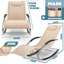 Крісло-шезлонг KESSER® для відпочинку на вулиці | Садове крісло-шезлонг | Стійке до погодних умов, витримує до 150 кг | Бежевий
