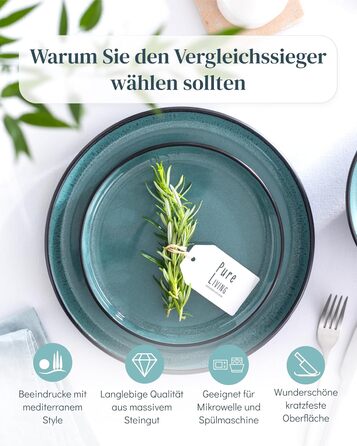 Набір посуду Steingut Ibiza 36 предметів на 12 осіб - Petrol (Pure Living)