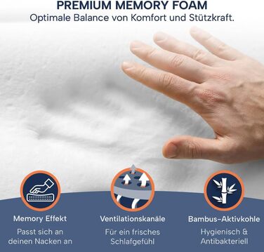 Ортопедична подушка для сну на боці з Memory Foam. Подушка для шиї з ефектом пам'яті, 56x48 см, сірий чохол