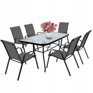 Комплект садових меблів Zolta, метал, сірий, 7 предметів