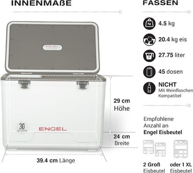 Термобокс ENGEL 30qt (28.4л) герметичний, портативний для кемпінгу, пікніка, туризму - охолоджувач без електрики, колір: блакитний
