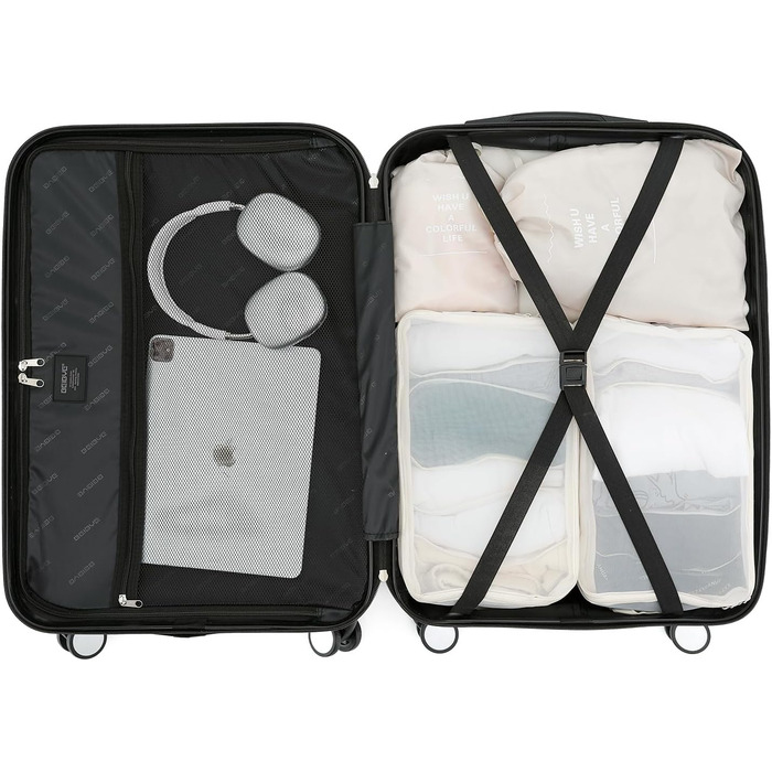 Набір дорожніх валіз BEIBYE Butterfly 2060 з TSA-замком, 4 предмети: XL (75см), L (66см), M (56см) та косметичка (S), міцний пластик