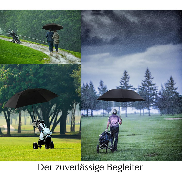 Парасолька велика 2 особи Ø150 см також як велика парасолька для гольфу чорна штормостійка, міцна ручка, без друку, сімейна парасолька велика штормостійка, парасолька велика XXXL чорний Ø150 см - дуже великий - XXXL