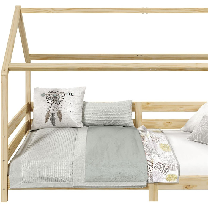 Ліжко для дому IDIMEX FINA з масиву сосни, ліжко Монтессорі 90х200см, дитяче ліжечко з дахом (натуральне)