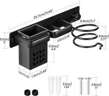 Тримач для фена, тримач для фена та випрямляча, з тримачем кабелю, органайзер для ванної кімнати