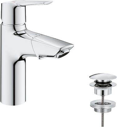 Змішувач для ванної кімнати GROHE Start для сім'ї, економія води, висувний, з поп-ап зливом, 19 см, 3-в-1 інструмент, проста установка, хром, 24205003