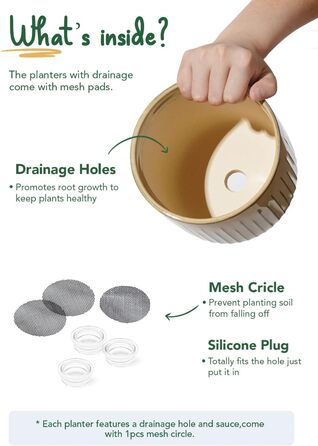 Набір горщиків для квітів LE TAUCI 3шт, кераміка, 21+17+14 см, з дренажними отворами