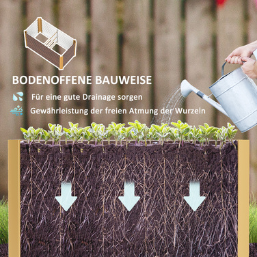 Набір з 2 грядок-ящиків для вирощування рослин, глибокі, металеві, 120 x 60 x 60 см, коричневого кольору